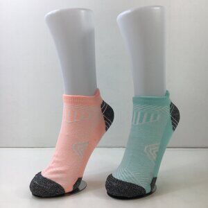 Womens Ankle Socks Set 2 Diamond Pattern Peach Orange Blue Charcoal Gray